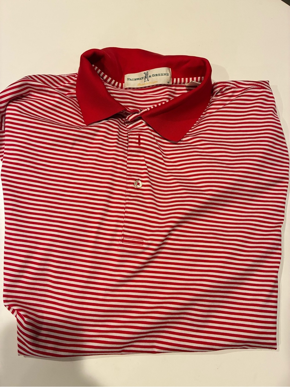 Fairway & Greene Country Club of Little Rock Red and White Striped Polo